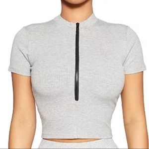 Naked wardrobe cropped quarter zip